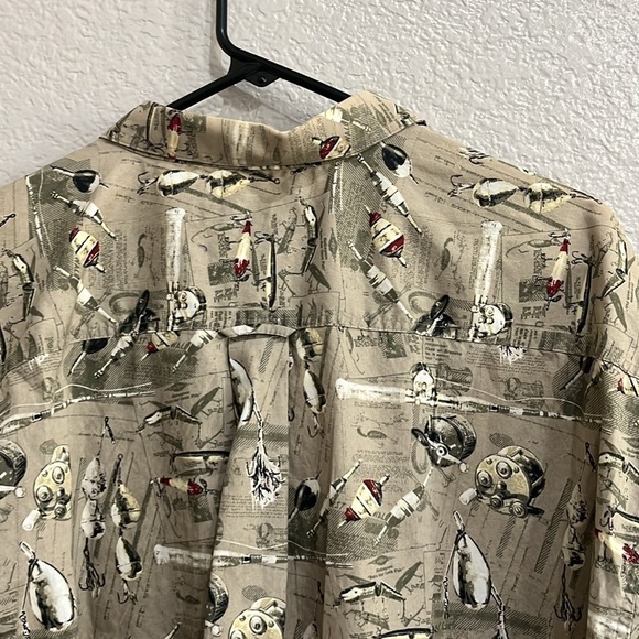 Bit & Bridle Shirt Men Large Tall LT Button-down Fishing Gear Print Short Sleeve - Picture 6 of 7